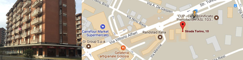 Mappa indirizzo strada Orbassano 10/A di Orbassano dello studio del dr.Vrola